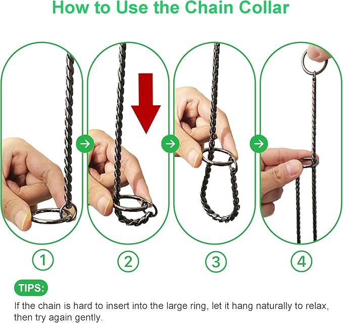 Dog P Snake Chain Chrome Plated Metal Dog Training Choke/Collar-Fully Guaranteed Against Rust Tarnish or Breakage-Recommended for Professional Training (Golden, 5mm * 28")