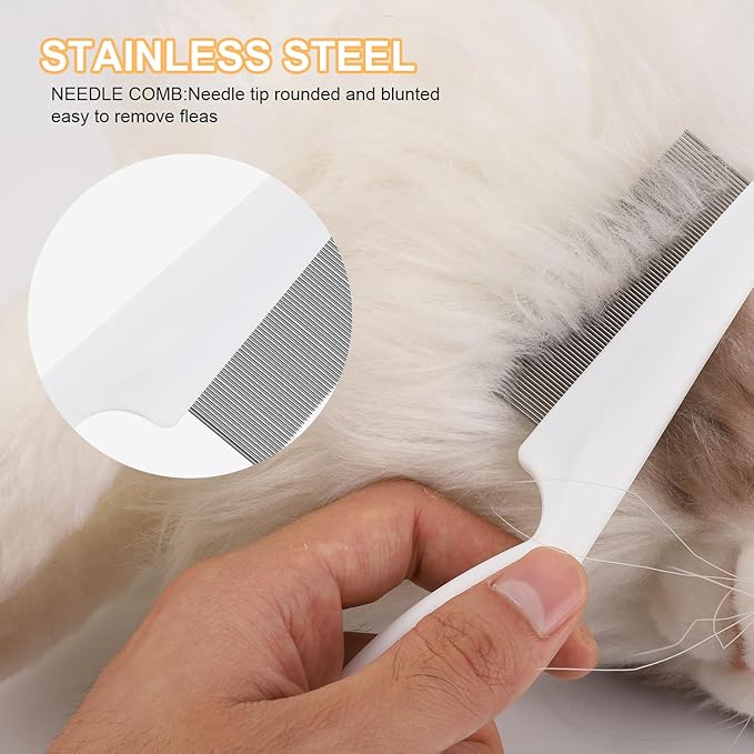 2-in-1 Multifunctional Pet Hair Comb, Stainless Steel & ABS, 2 Packs, for Grooming & Dehairing, Cat & Dog Comb