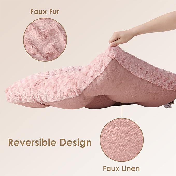 EHEYCIGA XXL Washable Dog Bed for Crate 47x29 Inch, Reversible Kennel Pad for Extra Large Dogs Weight Up to 100 lbs, Plush and Comfy Pet Sleeping Mat, Pink
