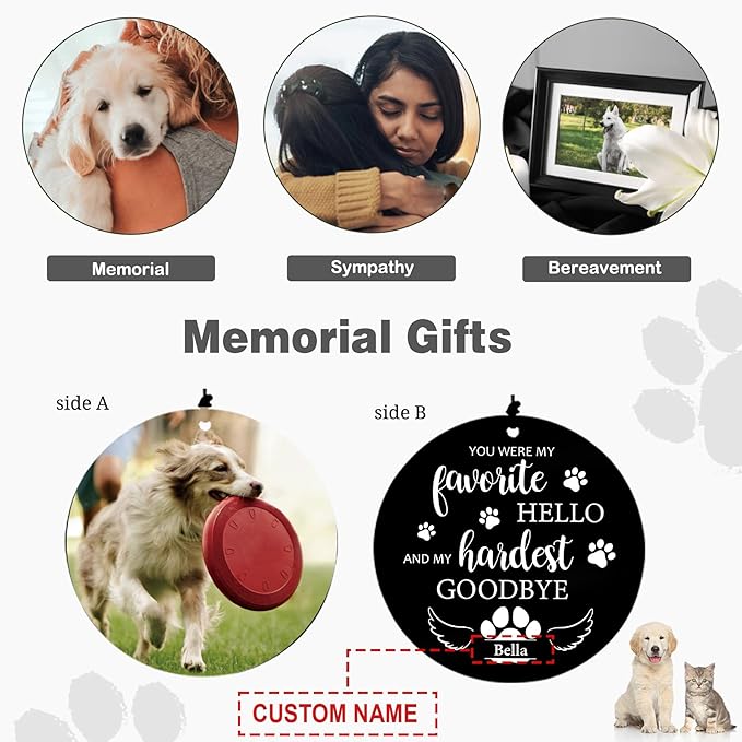 Pet Personalized Name Photo 30" Wind Chimes, Produced in USA Pet Memorial Gifts for Loss of Dog, Custom Picture Dog Remenbrance Gift in Memory, Sympathy Family Love Pets Dogs Cat Gift for Son Daughter