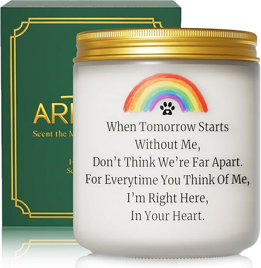 Dog Memorial Gifts for Loss of Dog, Pet Memorial Gifts, Sympathy Gift for Pet Loss with Poem, Rainbow Bridge Remembrance Candle, Passed Away Condolence Present for Pet Lovers, Cat Dog Grief Keepsake