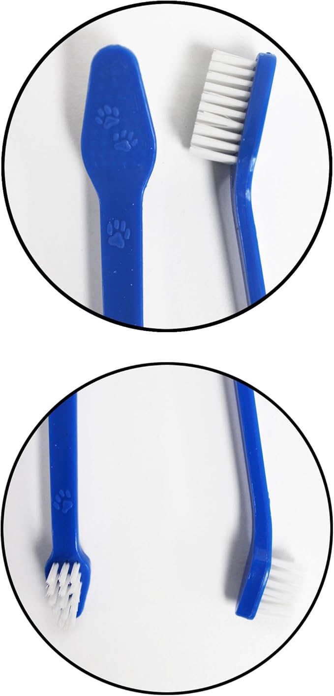 Duke's Pet Products Two-Piece Dog Toothbrush Set: Double Sided Canine Dental Hygiene Brushes with Long 8 1/2" Handles and Super Soft Bristles, Blue