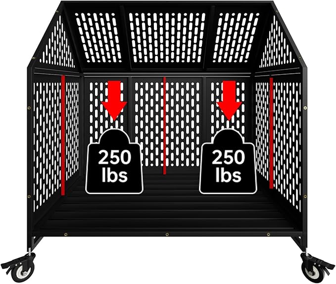 44 inch Heavy Duty Dog Crate with Wheels, Indestructible Escape-Proof Steel Pet Kennel for High Anxiety Large Medium Dogs, Chewproof Indoor Double Door Dog Kennel with 2 Trays, 4 Locks, XL