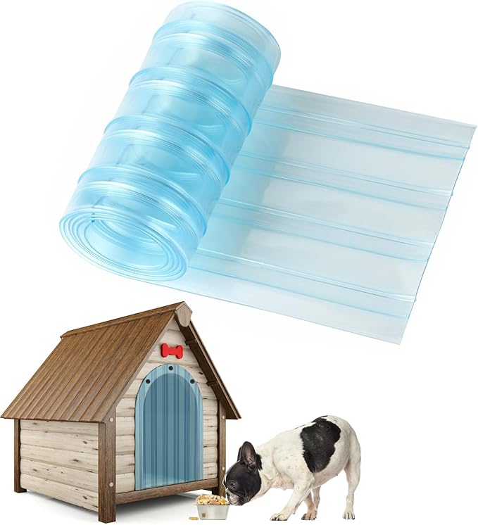 Dog Door Replacement Flap Plastic Vinyl Door Strips Transparent Dog House Door Flap Strips for DIY Dog or Cat Door, Easy to Cut & Install, 7.9 in x 4.9 ft