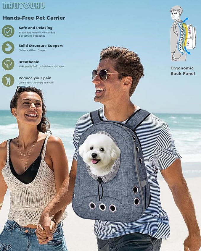 Pet Dog Backpack Carrier Small Doggy Front Backpack,Large Space Cat Carrier Backpack,Ventilated for Hiking,Camping,Travel,Suitable for Shopping and Vet,Max 12 lbs(Denim Blue)