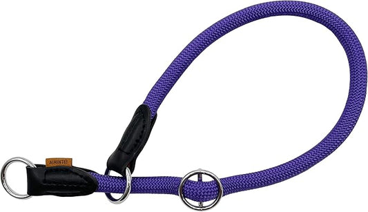 Braided Round Martingale Dog Collar, Training Collar with Slidable Stop Ring - Ideal for Large Dogs (L(1/2") - 22" Long, Purple)
