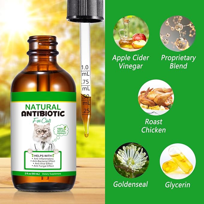 2 Pack Antibiotics for Cats, Premium Cat Antibiotics Supplement, Cats Multivitamin, Natural Antibiotic for Cats, Cat Antibiotic, Cat Antibiotics Supports Immune & Cats Allergy Relief