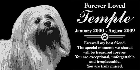 Personalized Lhasa Apso Dog Pet Memorial 12"x6" Engraved Black Granite Grave Marker Head Stone Plaque TEM1