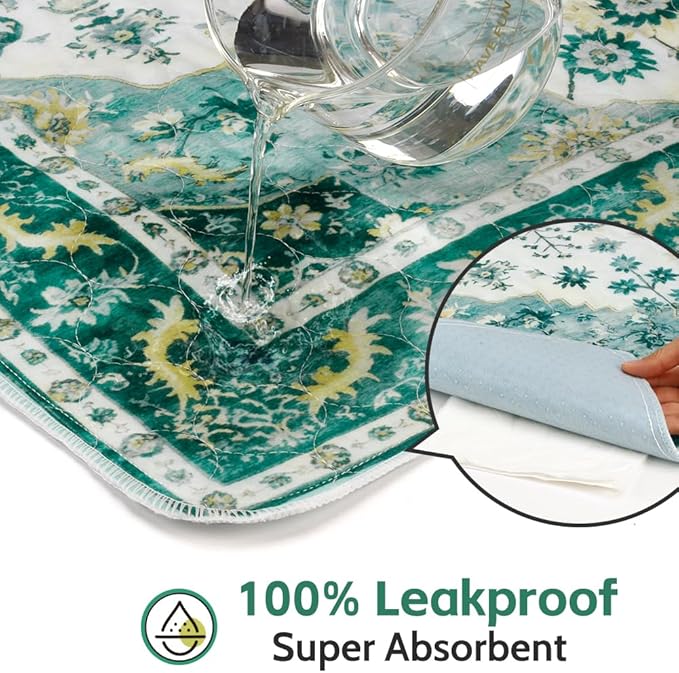 Washable Pee Pads for Dogs 2 Pack Reusable Puppy Training Pads 48"x48" Super Absorbent Waterproof Dog Training Pads, Non-Slip Potty Pads Whelping Pads Litter Mat Pet Supplies - Green Medallion