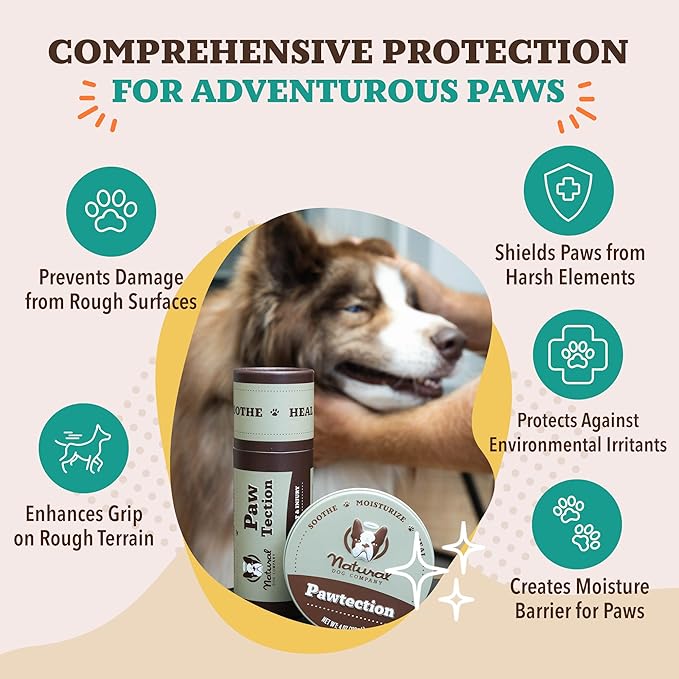 Natural Dog Company PawTection Balm for Dogs – Winter Paw Protection from Snow, Ice & Salt, Wax-Based Paw Barrier Balm, All Breeds for Cold Weather Walks & Outdoor Adventures, Lick-Safe, 2 oz Tin