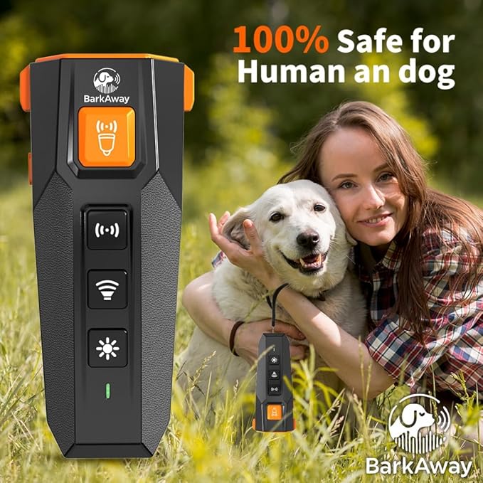 Ultrasonic Dog Bark Deterrent Device - 4 Training Modes, Rechargeable with LED Flashlight, Stop Neighbor's Dog Barking, Humane Long Range Anti-Bark Tool Indoor/Outdoor