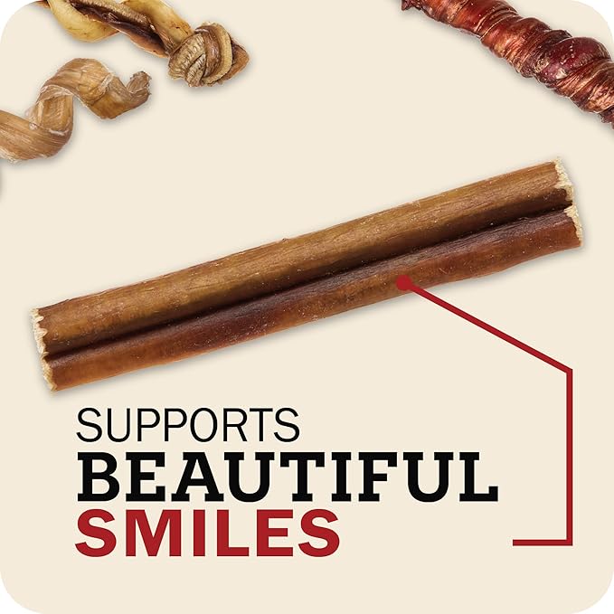 Redbarn Pet Products 12" Braided Bully Sticks for Dogs, Pack of 25