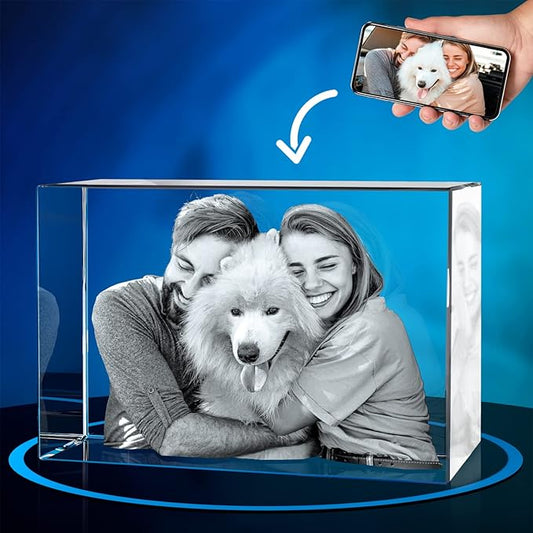 ArtPix 3D Crystal Photo, Personalized Dog Memorial Gifts with Your Own Photo for Dog Lovers, Pet Owners, 3D Laser Etched Picture, Engraved Crystal in Memory of Dog, Customized Gifts