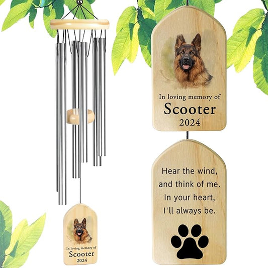 Touber Personalized Dog Memorial Wind Chime, Wind Chimes for Pet Loss, Bereavement Gifts