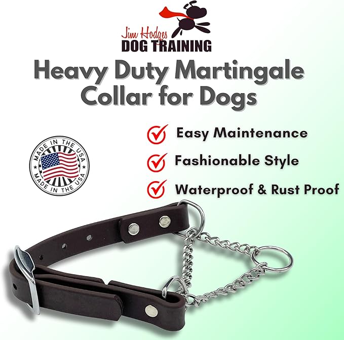 Martingale Collar for Dogs, Biothane, Stainless Steel Hardware, No Pull, Made in The USA, Professional Grade, Extra Large, Brown