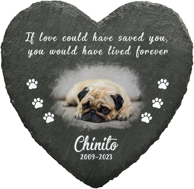 Heart Shaped Dog Memorial Gifts for Loss of Dog - Cat Memorial - Personalized Pet Memorial Stone - Dog Sympathy Gift - Pet Memorial Garden Decor
