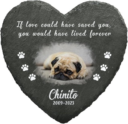 Heart Shaped Dog Memorial Gifts for Loss of Dog - Cat Memorial - Personalized Pet Memorial Stone - Dog Sympathy Gift - Pet Memorial Garden Decor