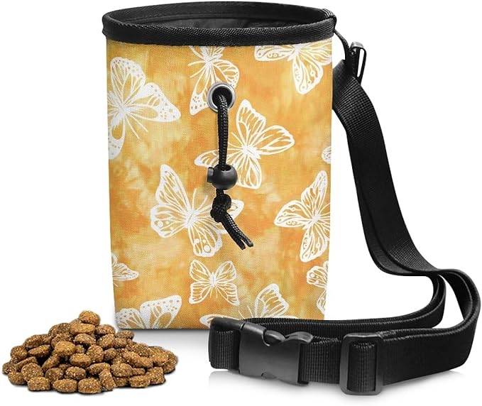 Butterflies Puppy Treat Bag 3 Ways to Wear, Dog Treat Pouch Closes Easy to Prevent Spills Pocket Sized Puppy Dog Training Treat Bag Perfect for Long Walks Or Training