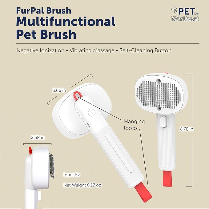 Multifunctional Pet Brush, Dog Brush for Shedding, Cat Brush for Shedding, Grooming & Hair Removal, Deshedding Dog Brush, Cat Brushes for Indoor Cats, Vibrating Massage & Negative Ionic Technology.