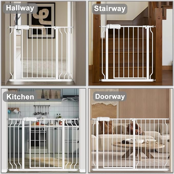 Fairy Baby 38.5-43.5 Inch Wide Baby Gate for Doorways Stairs, Hallway Walk Through Child Gates with Pressure Mounted Extention, Indoor Safety Child Gates for Kids or Pets