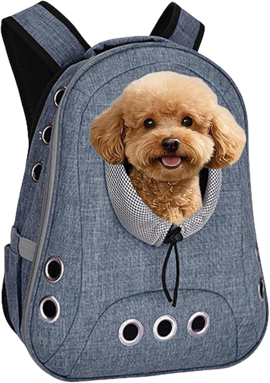 Pet Dog Backpack Carrier Small Doggy Front Backpack,Large Space Cat Carrier Backpack,Ventilated for Hiking,Camping,Travel,Suitable for Shopping and Vet,Max 12 lbs(Denim Blue)