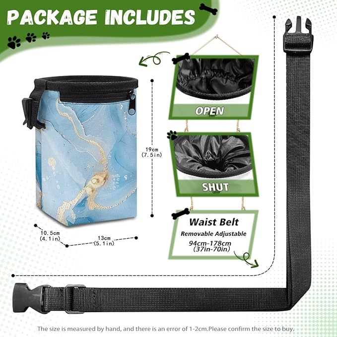 Marble Pet Treat Pouch Portable Training Treat Bag Dog Food Dispenser Pet Feed Snack Reward Bait Bag Behavior Aids for Puppy Travel or Outdoor Use