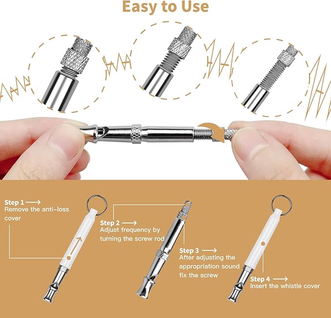 2 Pack Dog Whistle - Dog Whistle to Stop Barking Neighbor's Dog & Long Range Recall, Adjustable Ultrasonic Silent Dog Whistle with Lanyard for Training Recall, Professional Obedience (Black & White)