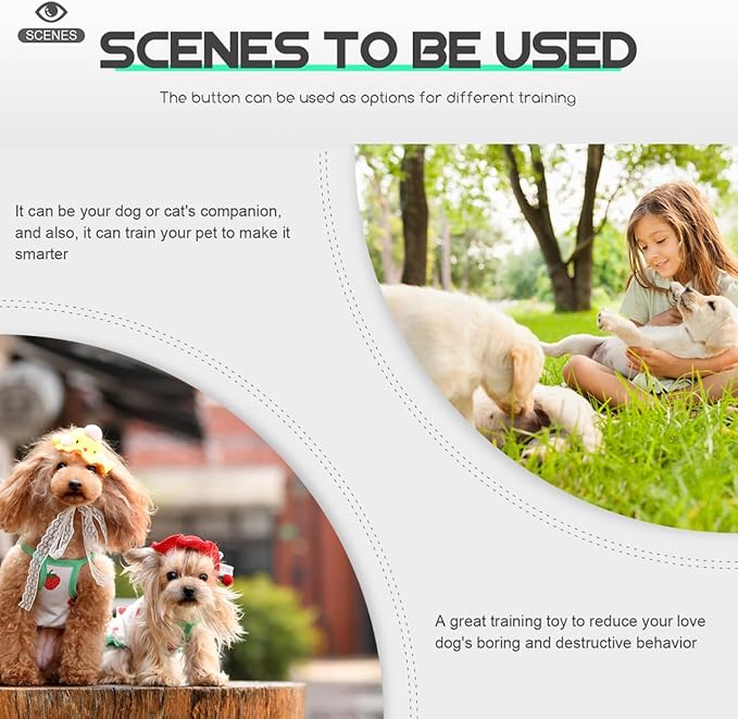 TOYANDONA Interactive Talking Dog Button Sound Box Household Recording Pet Buzzer for Training Communication 3.34X3.34X1.57 Inch