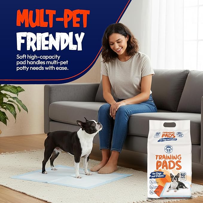 BPG Ultra Absorbent Pet & Puppy Pads – 50 Count 22"x22" Pee Pads for Dogs, Disposable Leak Proof Dog Training Pads, Quick Drying Underpads, Puppy Essentials for House Training - Brooklyn Pet Gear