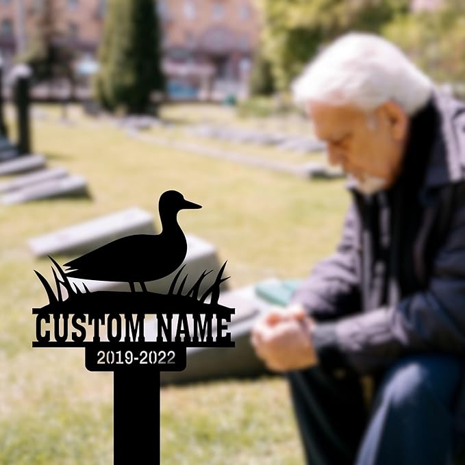 Duck Plaques for Outdoors, Memorial Metal Stake, Pet Grave Marker, Duck Loss Gifts, Pet Cemetery Stake, Duck Memorial Cross, Duck Garden Sign, 8-24in