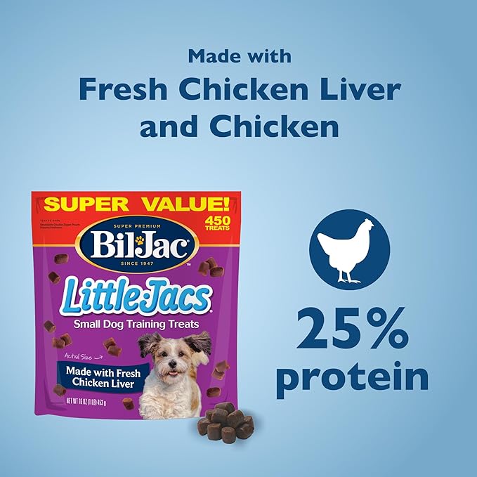 Bil-Jac Little Jacs Small Dog Training Treats, Chicken Flavor, Made with Chicken Liver, 16oz (3-Pack)
