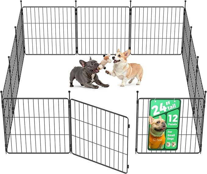 FXW MiniPaws Unleashed Dog Playpen, Expandable & Portable Design for Yard, RV Camping and Indoor Use, for Puppies and Small Dogs, 24-inch 12 Panels