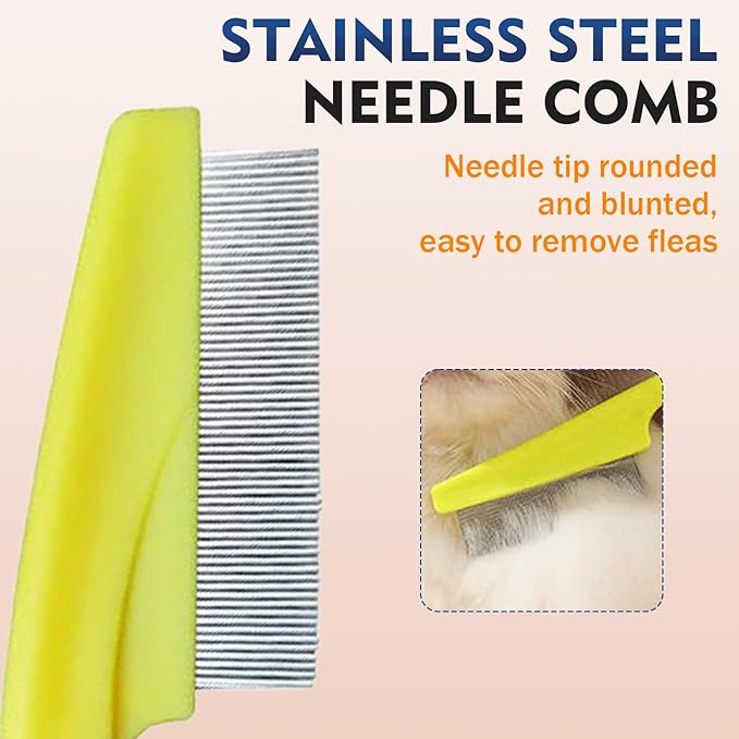 Flea Comb for Dogs and Cats, 2026 New Multifunctional Pet Lice Comb Fine Tooth Grooming Massage Brush for Removing Tear Stains, Fleas (Green)