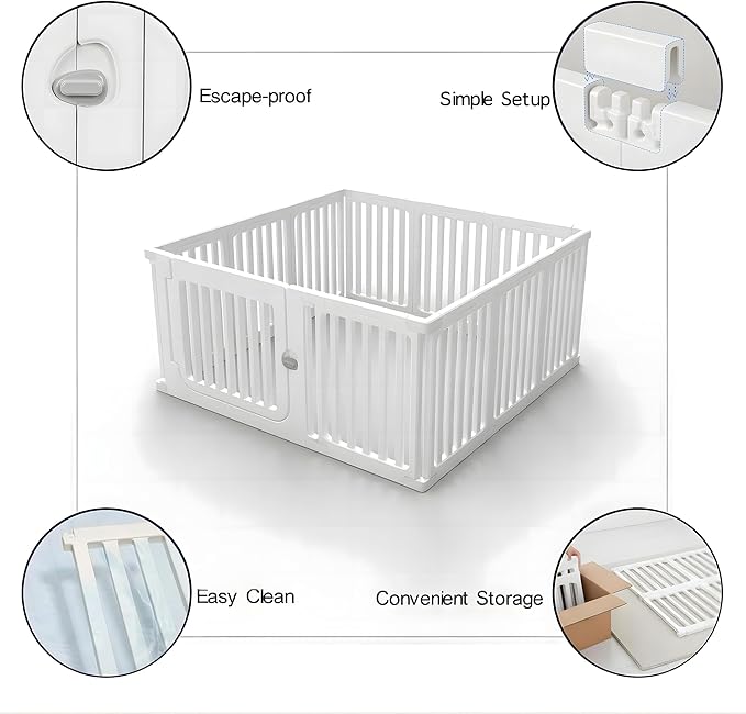 11-Panel Expandable Pet Playpen with Lockable Wide Door, 23.6 Inch Height Portable Indoor/Outdoor for Pets Under 22lbs or Baby, Easy Setup & Clean