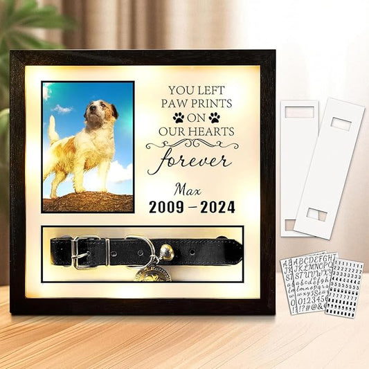 10"x10"Pet Collar Memorial Shadow Box Dog Picture Frame, Cat or Dog Memorial Gift Pet Sympathy Remembrance Gift Keepsake for Multi Sizes Dogs