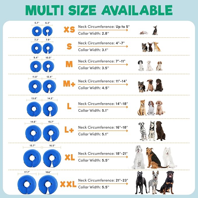 BENCMATE Inflatable Dog Cone Collar Alternative, Soft Dog Cone for Small Medium Large Dogs and Cats, Neck Recovery ECollar Donut Collar After Surgery (Large, Grey)