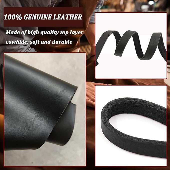 LWBMG Black Leather Dog Leash 8ft, Heavy Duty, Strong and Sturdy Braided, Soft and Comfortable for Medium Large Dogs Training and Walking