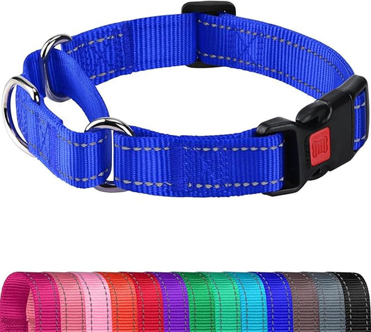Joytale Martingale Collar for Dogs, Reflective Heavy Duty for Safety, Quick Release Buckle, Adjustable Nylon Collars for Large Dogs Walking Training, Navy Blue,L