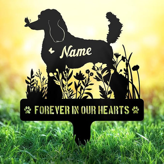 Custom Standard Poodle Poo Dog Memorial Stake, Personalized Dog Grave Marker, Metal Pet Tombstone, Outdoor Sympathy Sign for Garden Yard Decor, Pet Loss Gift