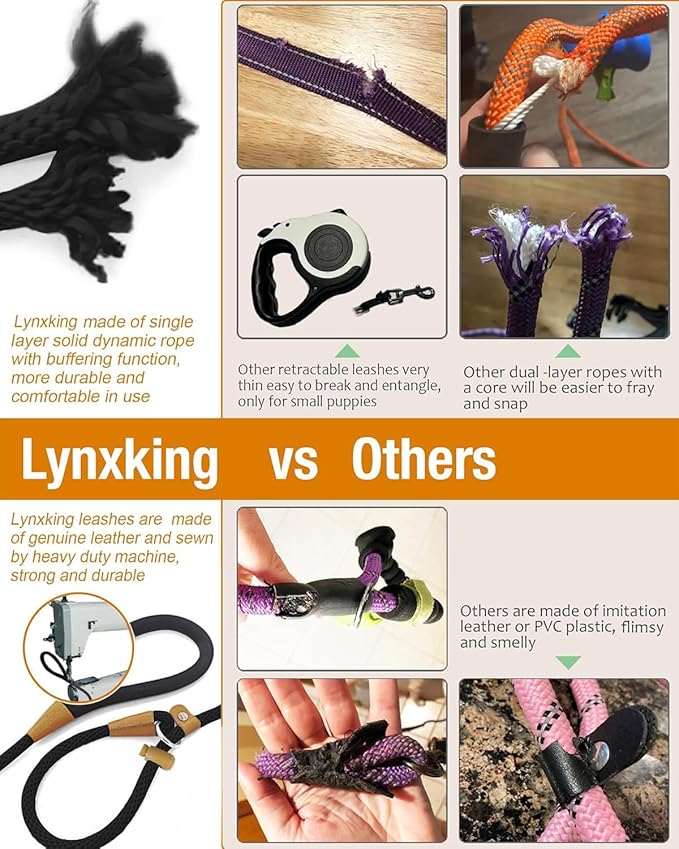 lynxking 8 FT Dog Leash Slip Lead 2 Pack Strong Heavy Duty Braided Dog Training Leash No Pull Training Lead Leashes for Medium Large and Small Dogs