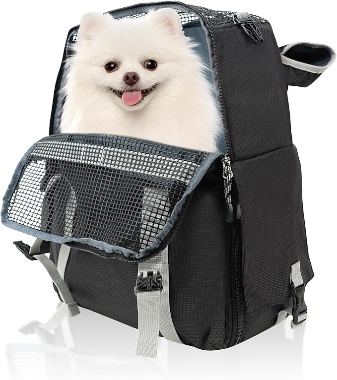Cat Dog Backpack Carrier for Hiking Travel Portable Pet Daypack for Dog Cat Below 7kg/15.5lbs -Black