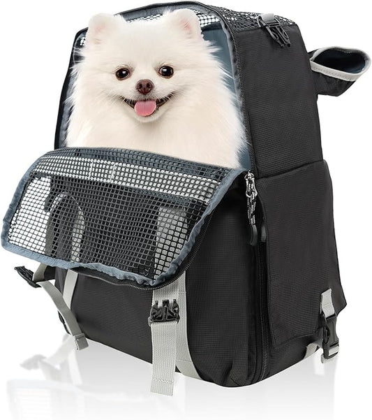 Cat Dog Backpack Carrier for Hiking Travel Portable Pet Daypack for Dog Cat Below 7kg/15.5lbs -Black