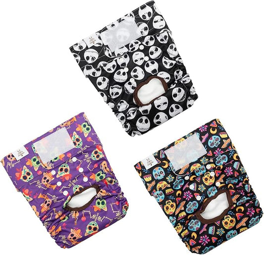 CuteBone Dog Diapers Female Washable Small Medium Large 3 Pack Reusable Doggie Diapers Puppy Period Pants for Doggy Heat Cycle Peeing