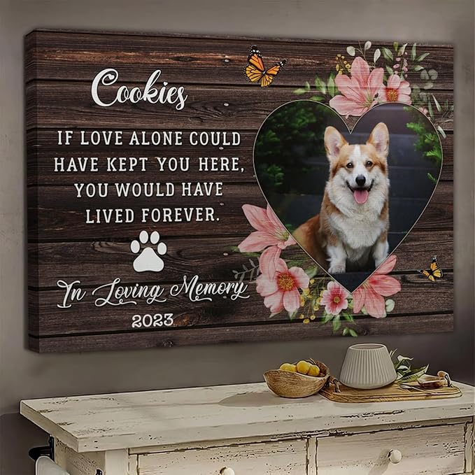 Dem Canvas Personalized Photo Canvas Prints, Dog Loss Gifts, If Love Alone Could Have Kept You Here, Pet Memorial Gifts For Dog Lover, Dog Death Sympathy Gifts, Cat Memorial Print Photos Pet Loss Gift (36x24)