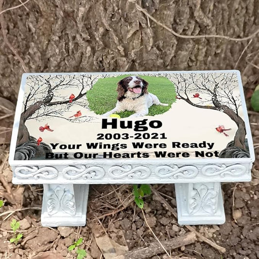 Personalized Memorial Bench for Pet Human, Custom Pet Memorial Stone with Colorful Photo, Pet Grave Marker Dog Headstone Cat Tombstone, Loss of Pet Gifts, Memorial Garden Plaque