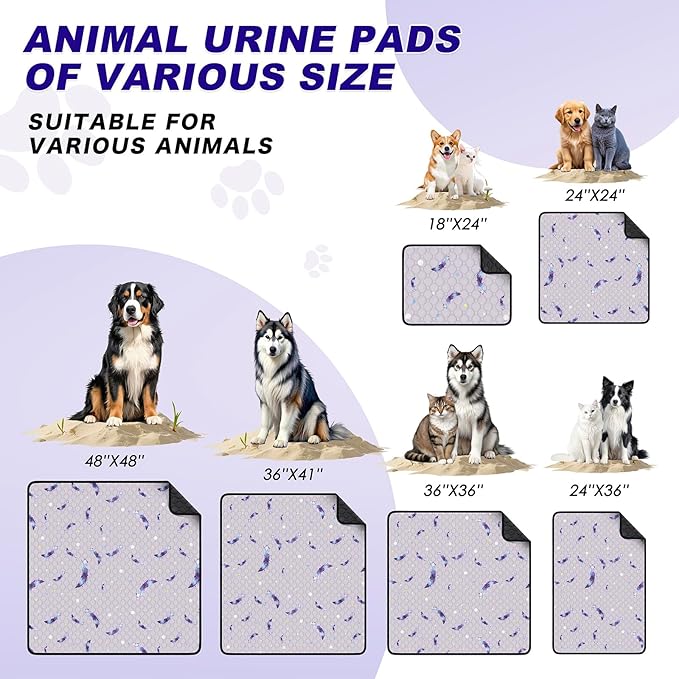 Washable Pee Pads for Dogs, 4Pack Reusable Puppy Pads, Super Absorbent & Leakproof Dog Pads, Anti-Slip Dog Pee Pads for Puppy Training & Incontinence, Leaf Pattern 18"x24"