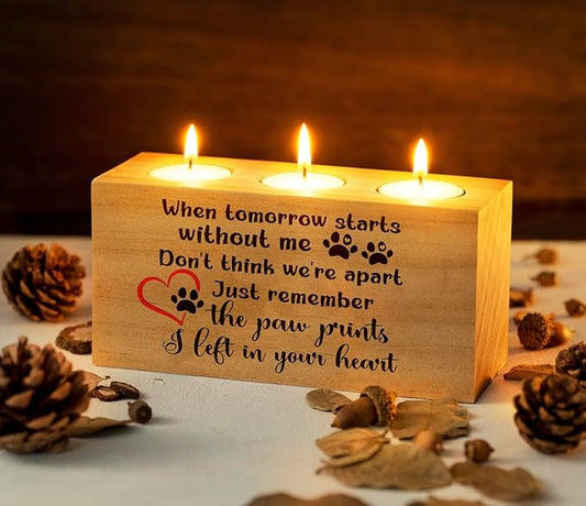 Dog Memorial Gifts for Loss of Dog, Pet Memorial Gifts for Dogs, Loss of Dog Sympathy Gift, Pet Loss Gifts, Dog Bereavement Gifts, Dog Cat Passing Away Gifts, Candle Holder 3 Votive Tea(When Tomorrow)