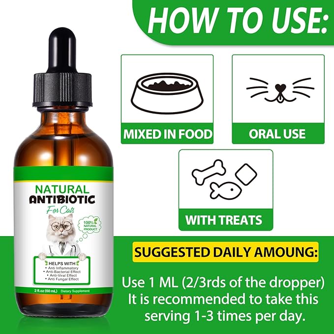 2 Pack Antibiotics for Cats, Premium Cat Antibiotics Supplement, Cats Multivitamin, Natural Antibiotic for Cats, Cat Antibiotic, Cat Antibiotics Supports Immune & Cats Allergy Relief