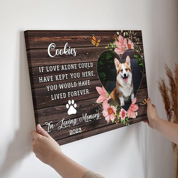 Dem Canvas Personalized Memorial Canvas Dog Loss Gifts, If Love Alone Could Have Kept You Here, Pet Memorial Gifts For Dog Lover, Dog Death Sympathy Gifts, Pet Loss Gift (12x08)