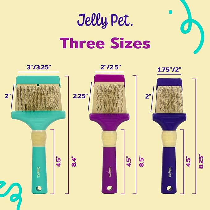 Jelly Pet Double Sided Dog Slicker Brush, Longer Pins, Flexible Head, Fine/Coarse Sides, Removes Unwanted Tangles, Large, Teal
